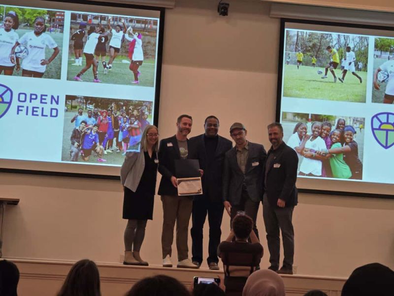 Open Field staffers with Mayor Gainey at the awards ceremony