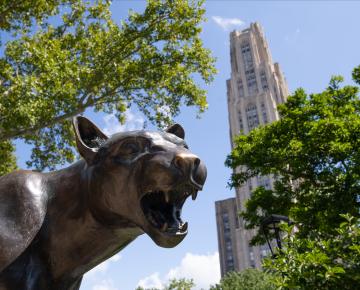Panther statue with Cathedral in background