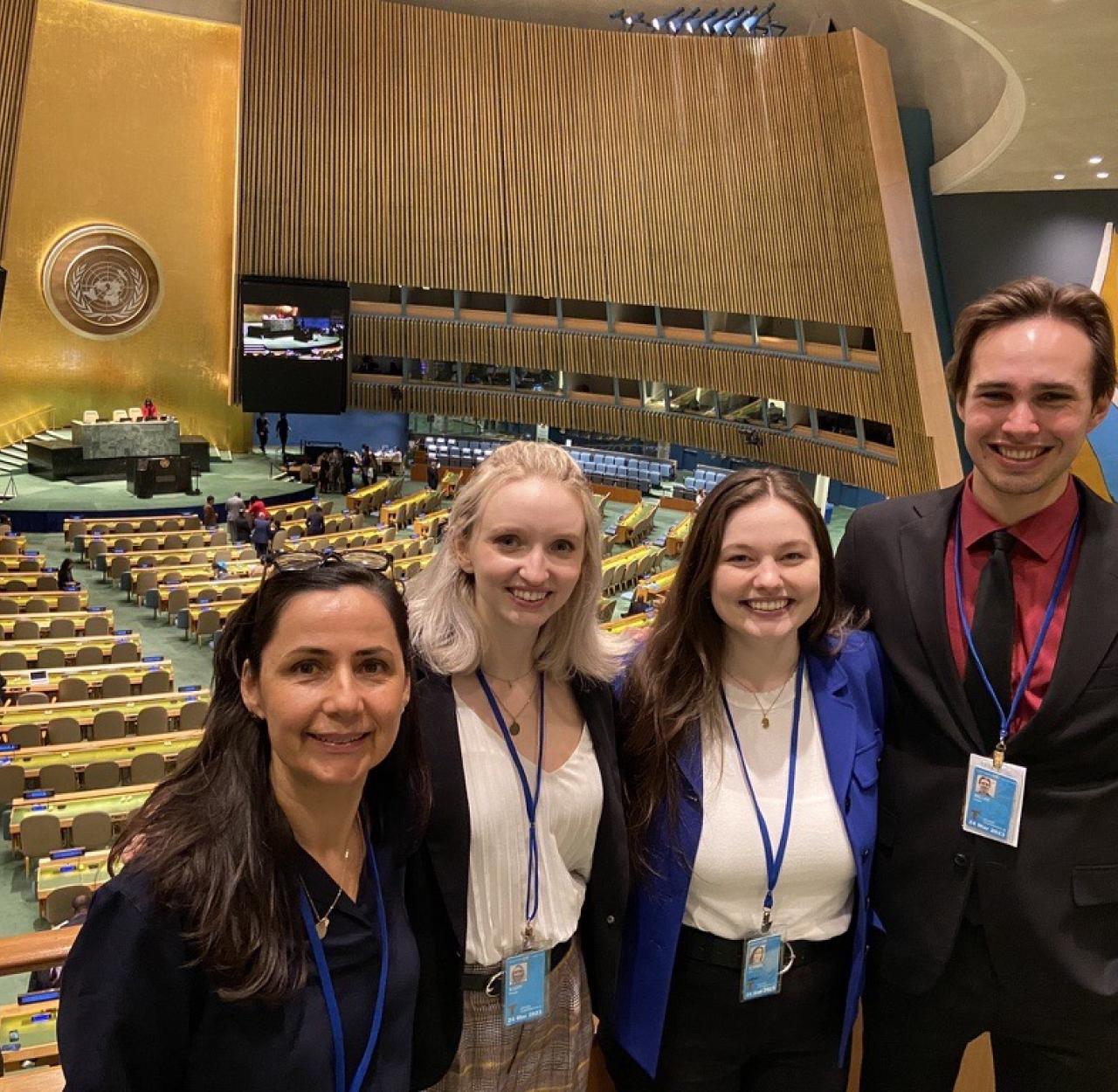 Students with Professor Gonzalez Rivas at the UN