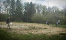 Students doing field work