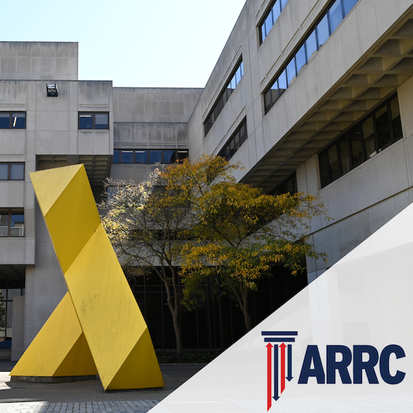 Posvar Hall in the background with the ARRC logo overlaid